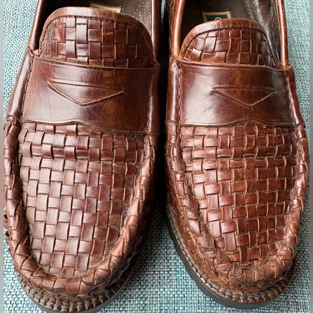 Cole Haan VINTAGE Woven Leather Classic Penny Loafers Slip-on Style Size 7.5 - Picture 4 of 11